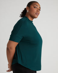 Petra Liquid Jersey Top - Forest Green