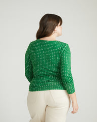 Agatha Liquid Jersey Top - Galactic Print in Green
