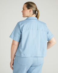 Flynn Short Sleeve Denim Shacket - Clear Sky