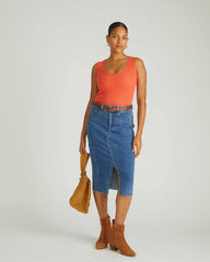 Daisy Ribbed Tank - Coral Reef