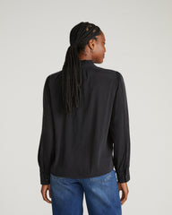 Endora Stretch Cupro Blouse - Black