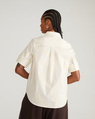 Elbe Stretch Poplin Short Sleeve Shirt - Yellow Multi Stripe