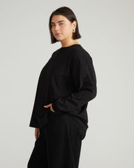 Long Sleeve Relaxed Tee - Black