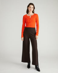 Henley Long Sleeve Ribbed Tee - Poppy