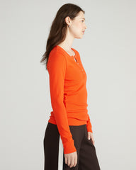 Henley Long Sleeve Ribbed Tee - Poppy