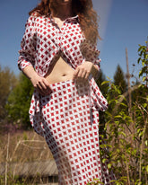 Cooling Stretch Cupro Bias Skirt - Morningstar Print in Red