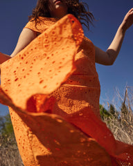 Sunset Cotton Eyelet Flounce Dress - Arancia