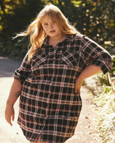 Maine Stretch Flannel Shirtdress - Poppy Plaid
