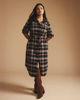 Morgan Belted Stretch Flannel Shirtdress - Poppy Plaid