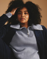 Brenda Zip Sweater - Blue Grey