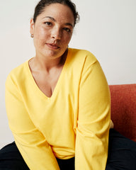 Savvy Fine Knit V Sweater - Banana Pudding