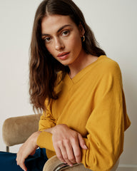 Savvy Fine Knit Sweater Blouse - Mustard