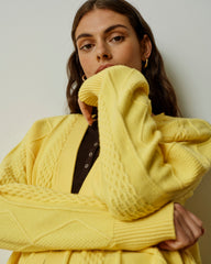 Cable Knit Cardigan - Banana Pudding