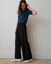 Stephanie Wide Leg Stripe Ponte Pants 30 Inch - Black with Black Stripe