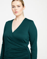 Liquid Jersey Two-Way Long Sleeve Cross Top - Forest Green