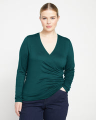 Liquid Jersey Two-Way Long Sleeve Cross Top - Forest Green