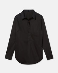 Elbe Popover Stretch Poplin Shirt Classic Fit - Black
