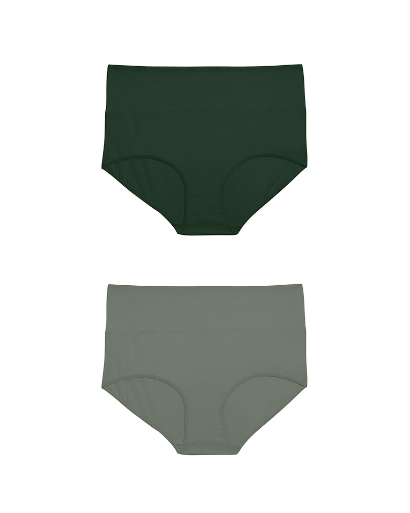 UltimateS 2-Pack Full Coverage High Rise Brief - Forest Green/Sage