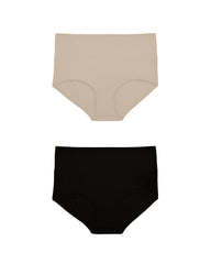 UltimateS 2-Pack Full Coverage High Rise Brief - Black/Porcelain