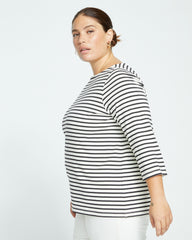 Belle Breton Stripe Jersey Tee - Ecru/Black Stripe