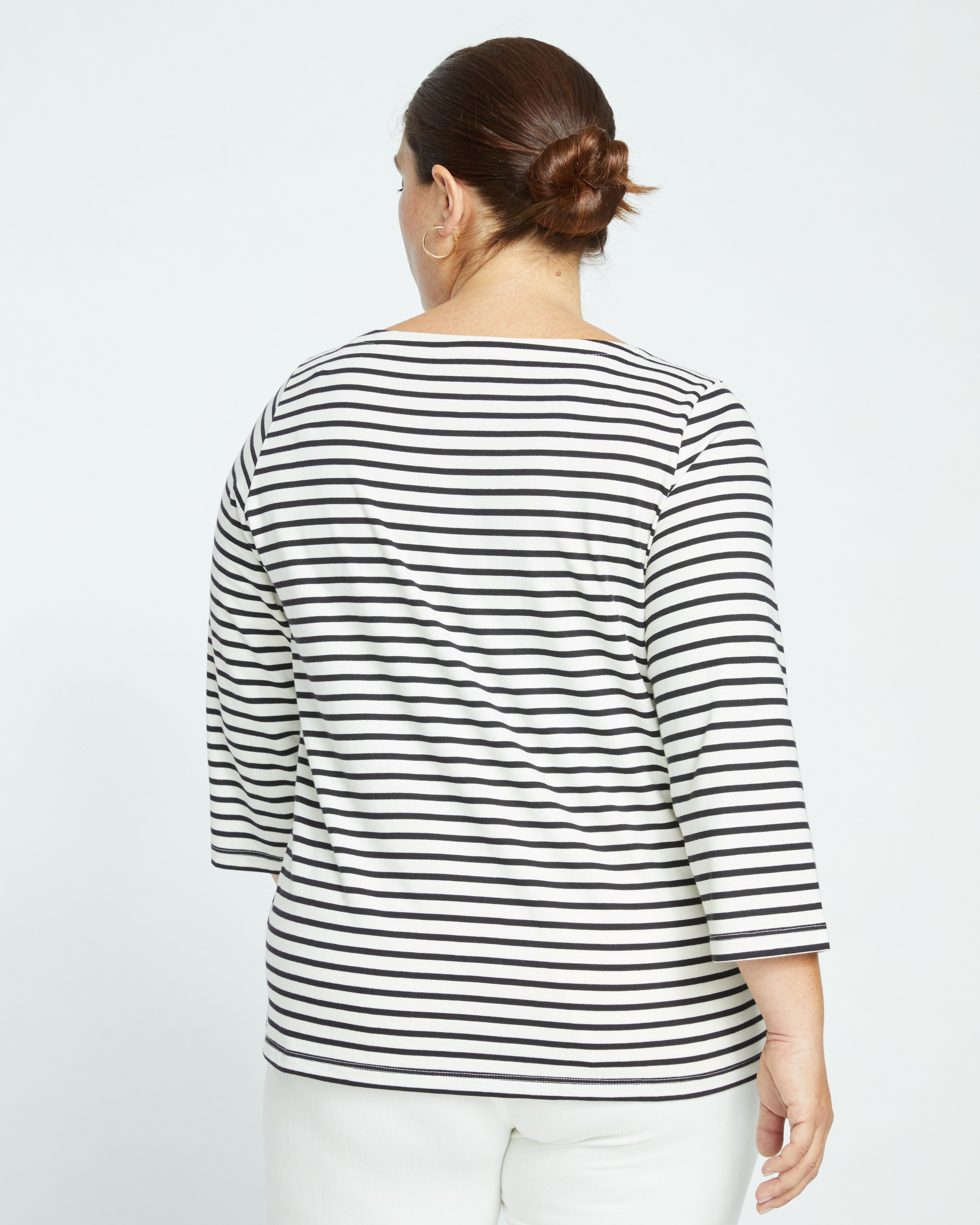 Belle Breton Stripe Jersey Tee - Ecru/Black Stripe