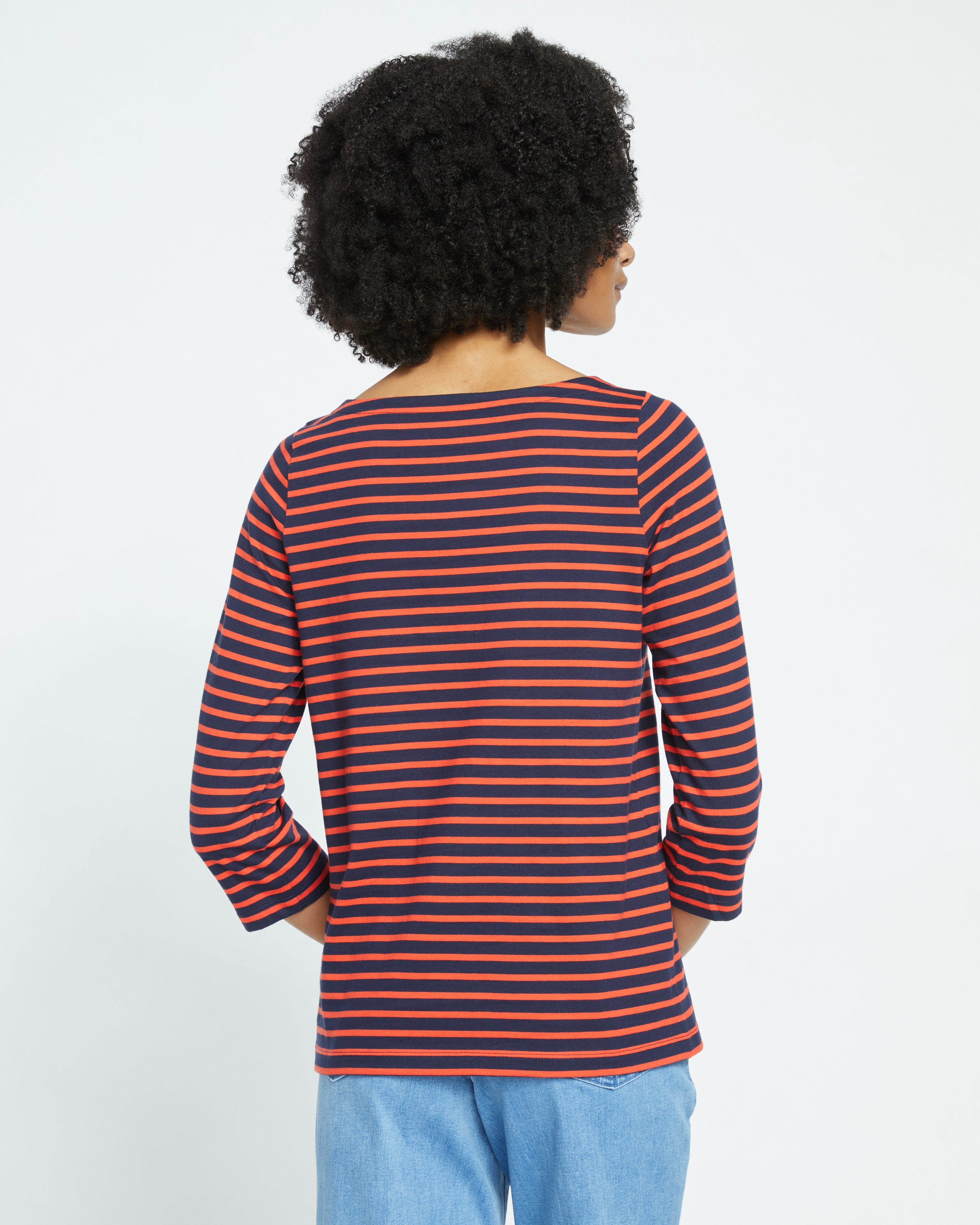 Belle Breton Stripe Jersey Tee - Navy/Red Stripe