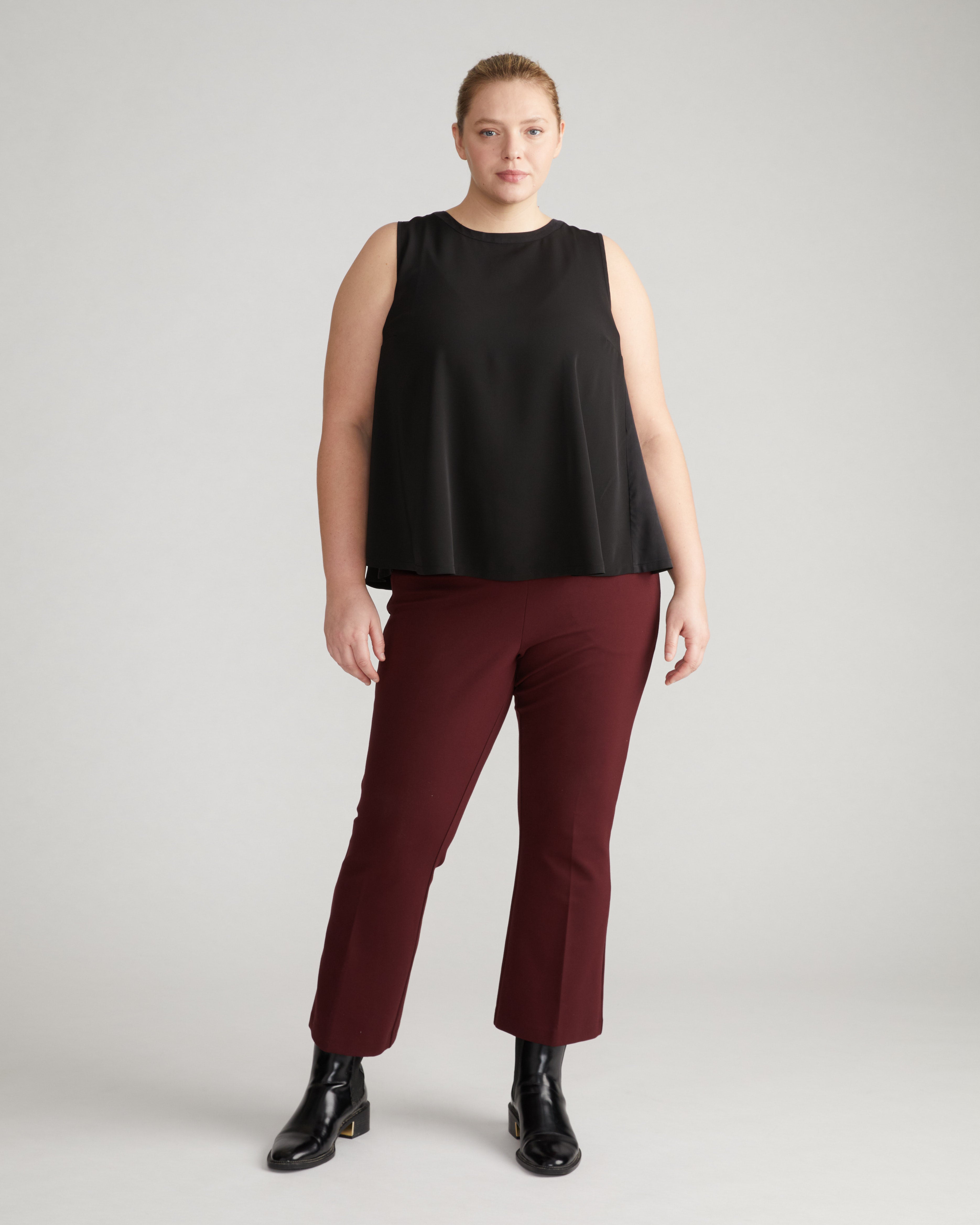 Prestige Ponte Flared Pants - Black Cherry