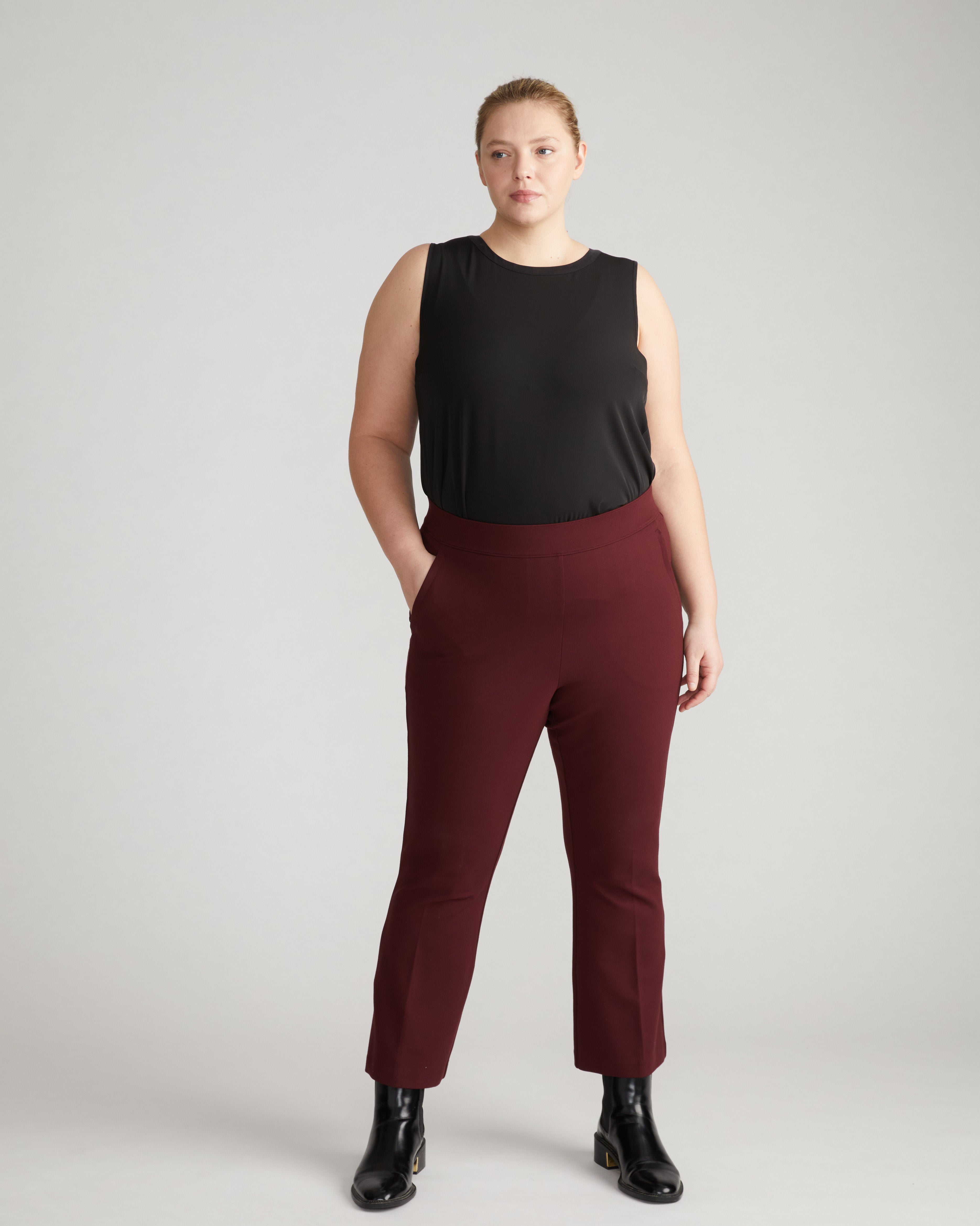 Prestige Ponte Flared Pants - Black Cherry