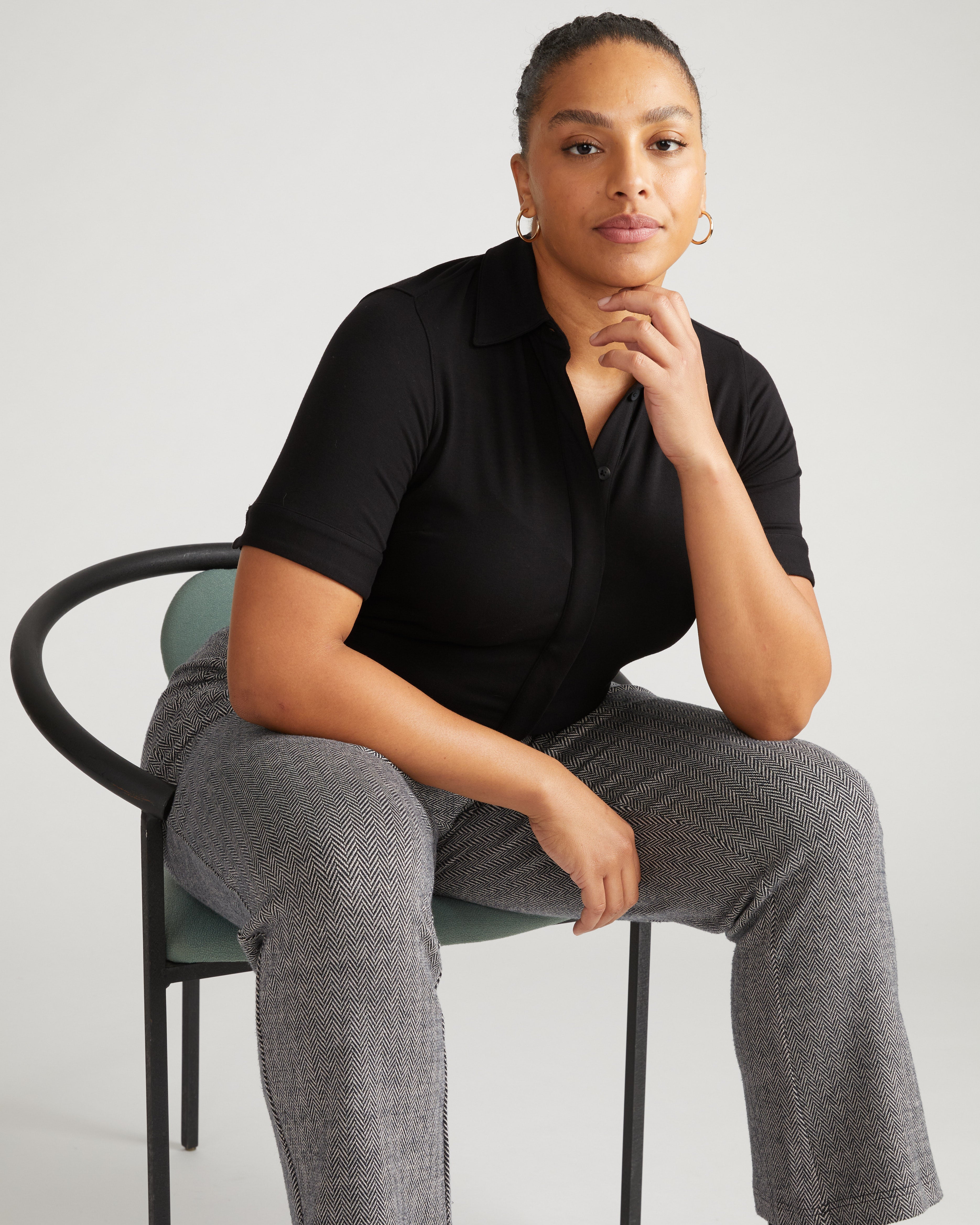 Amaya Ponte Kick Flare Pants - Herringbone Tweed