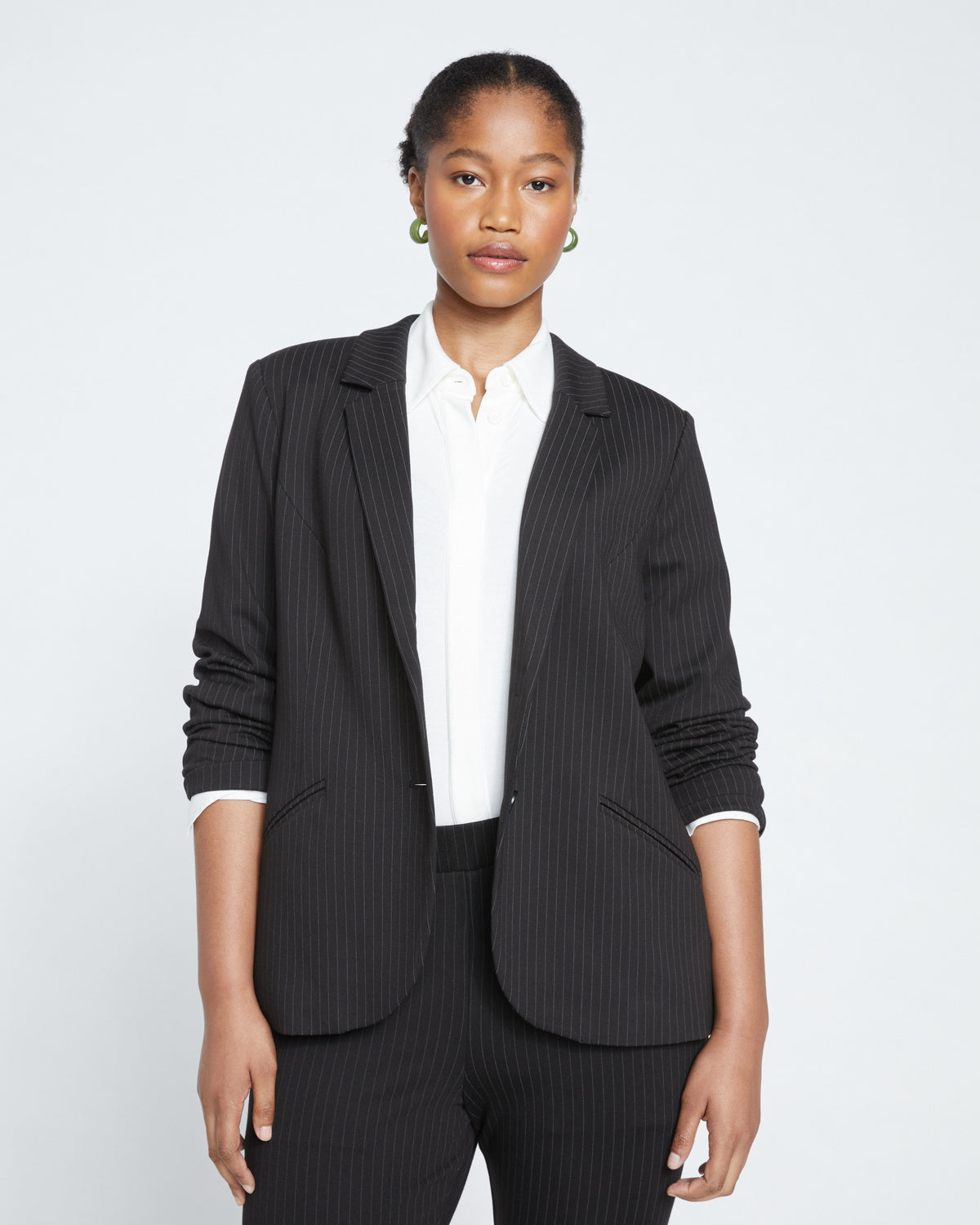 Beas Ponte Blazer - Slate Pinstripe