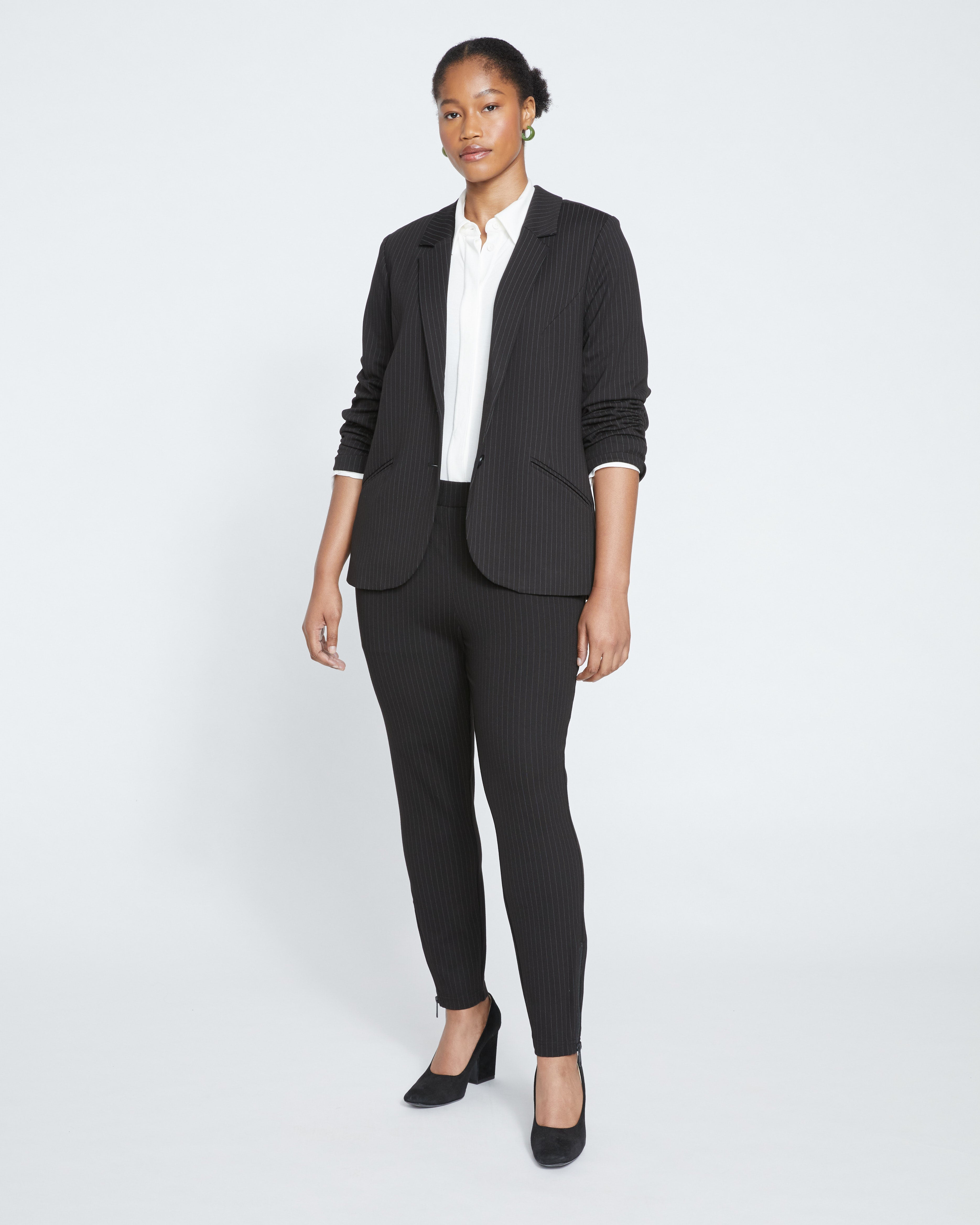 Beas Ponte Blazer - Slate Pinstripe