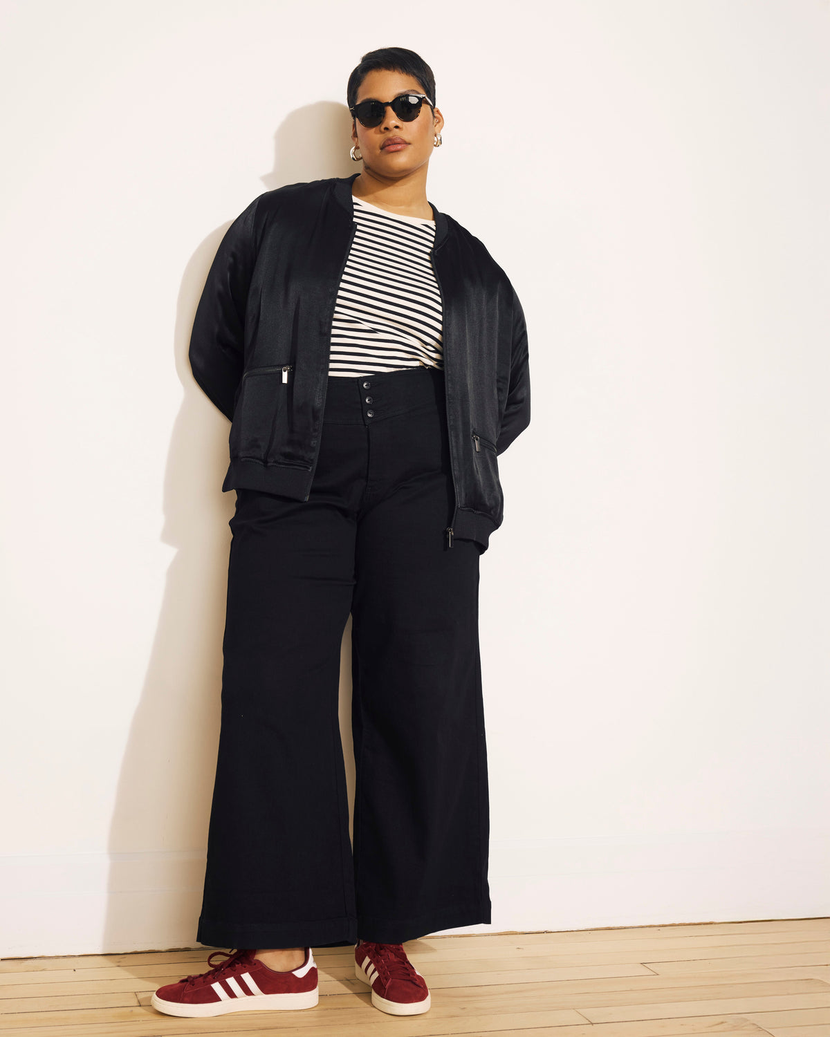 Satin Bomber Jacket - Black