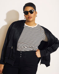 Satin Bomber Jacket - Black