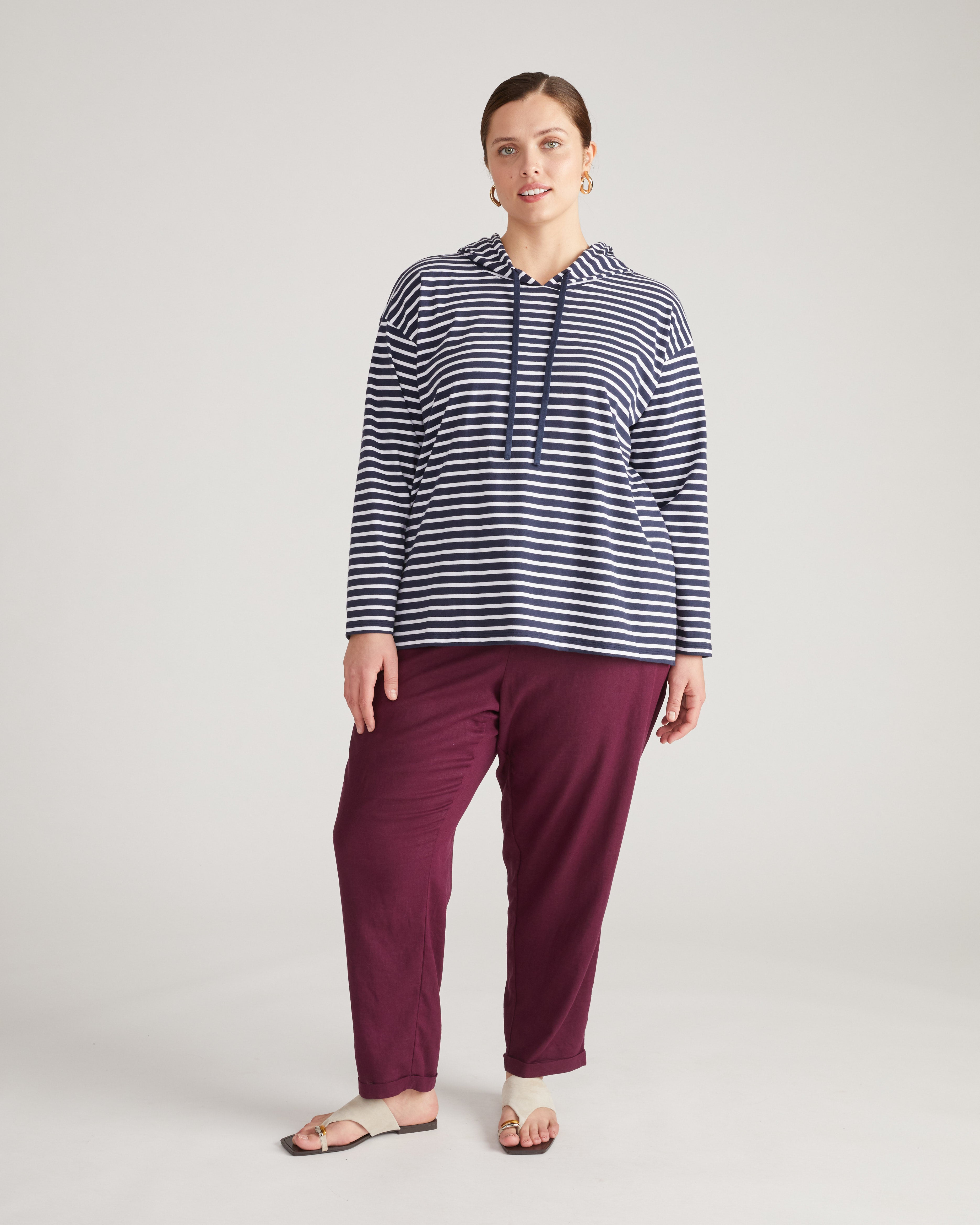 Baja Breton Stripe Hoodie - Navy/White Stripe