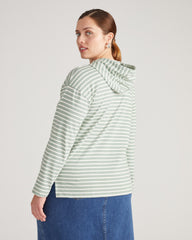 Baja Breton Stripe Hoodie - Sage/Ecru Stripe