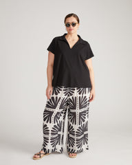 Cecile Breton Stripe Polo - Solid Black