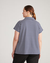 Cecile Breton Stripe Polo - Navy/White Stripe