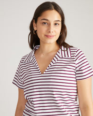 Cecile Breton Stripe Polo - White/Gamay Stripe