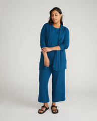 TravelKnit Minimalist Cardigan - Blue Teal