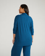 TravelKnit Minimalist Cardigan - Blue Teal