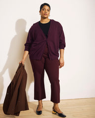 Savvy Fine Knit Cardigan - Black Cherry