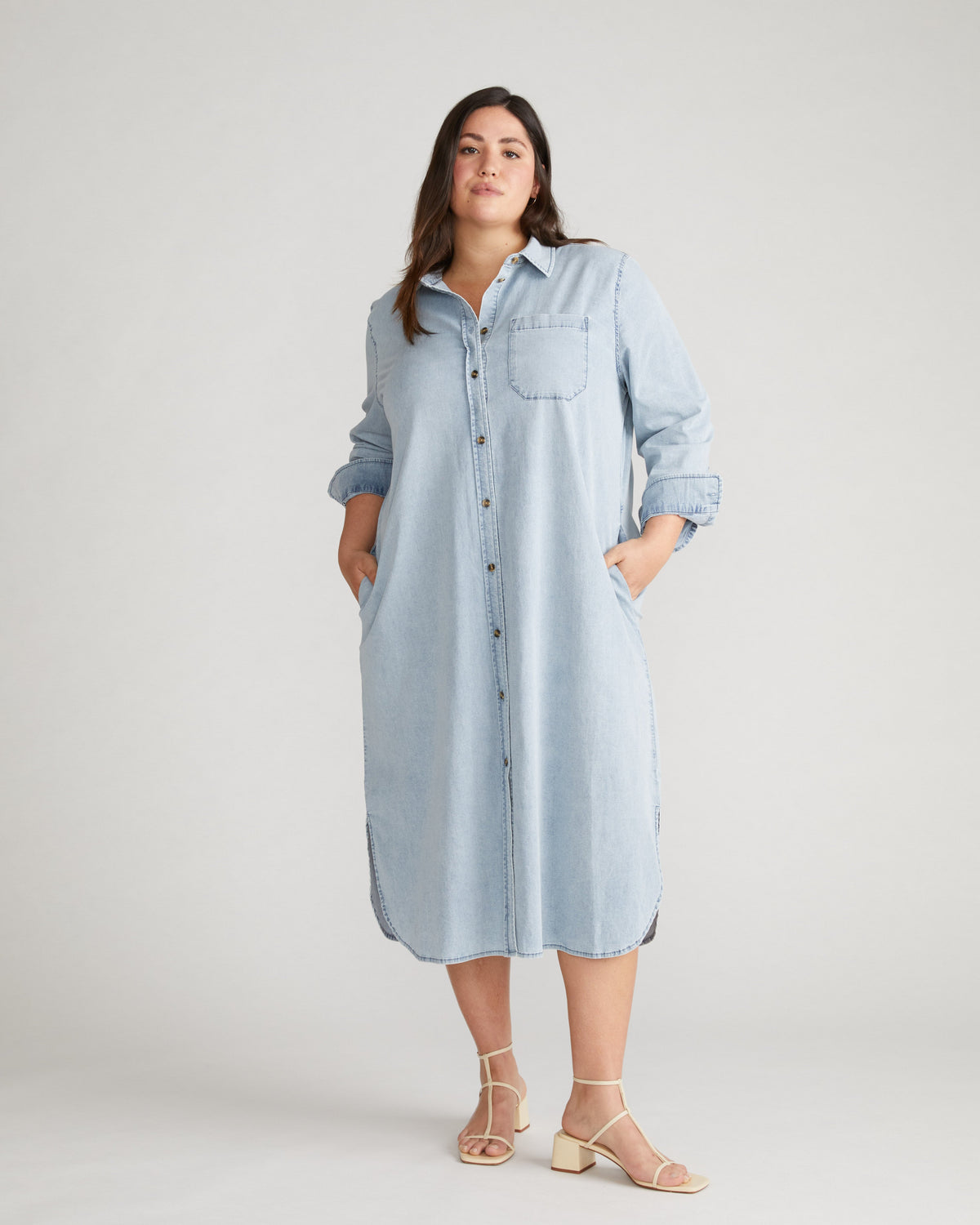 Odeon Stretch Cotton Chambray Shirtdress - Heritage Blue