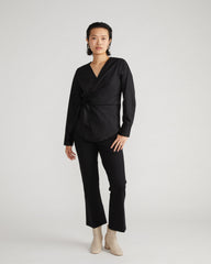Beacon Stretch Poplin Wrap Shirt - Black