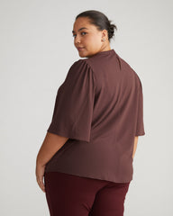 Crepe Jersey Capelet Blouse - Brulee