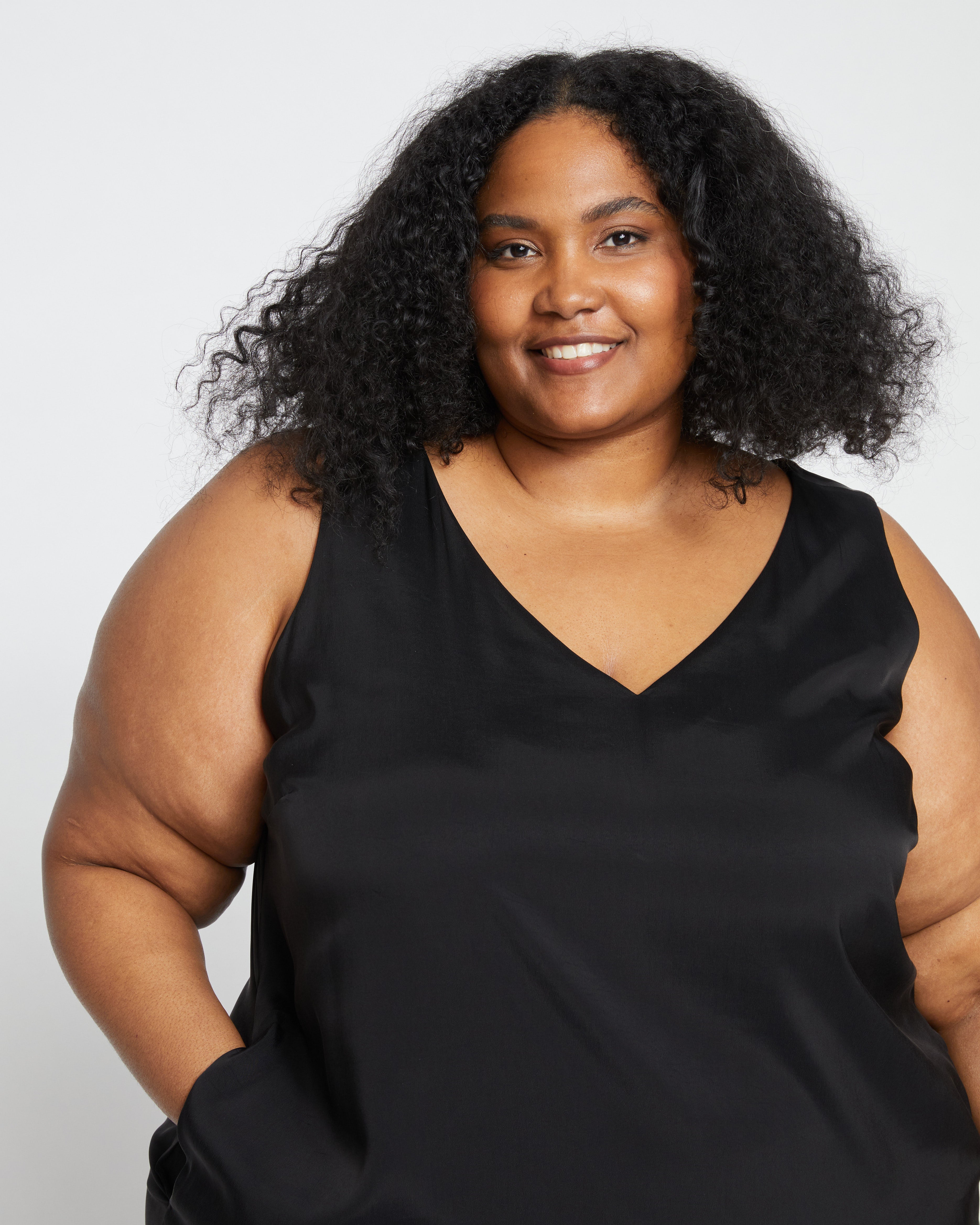 Iconic Cooling Cupro Geneva V Tank Dress - Black