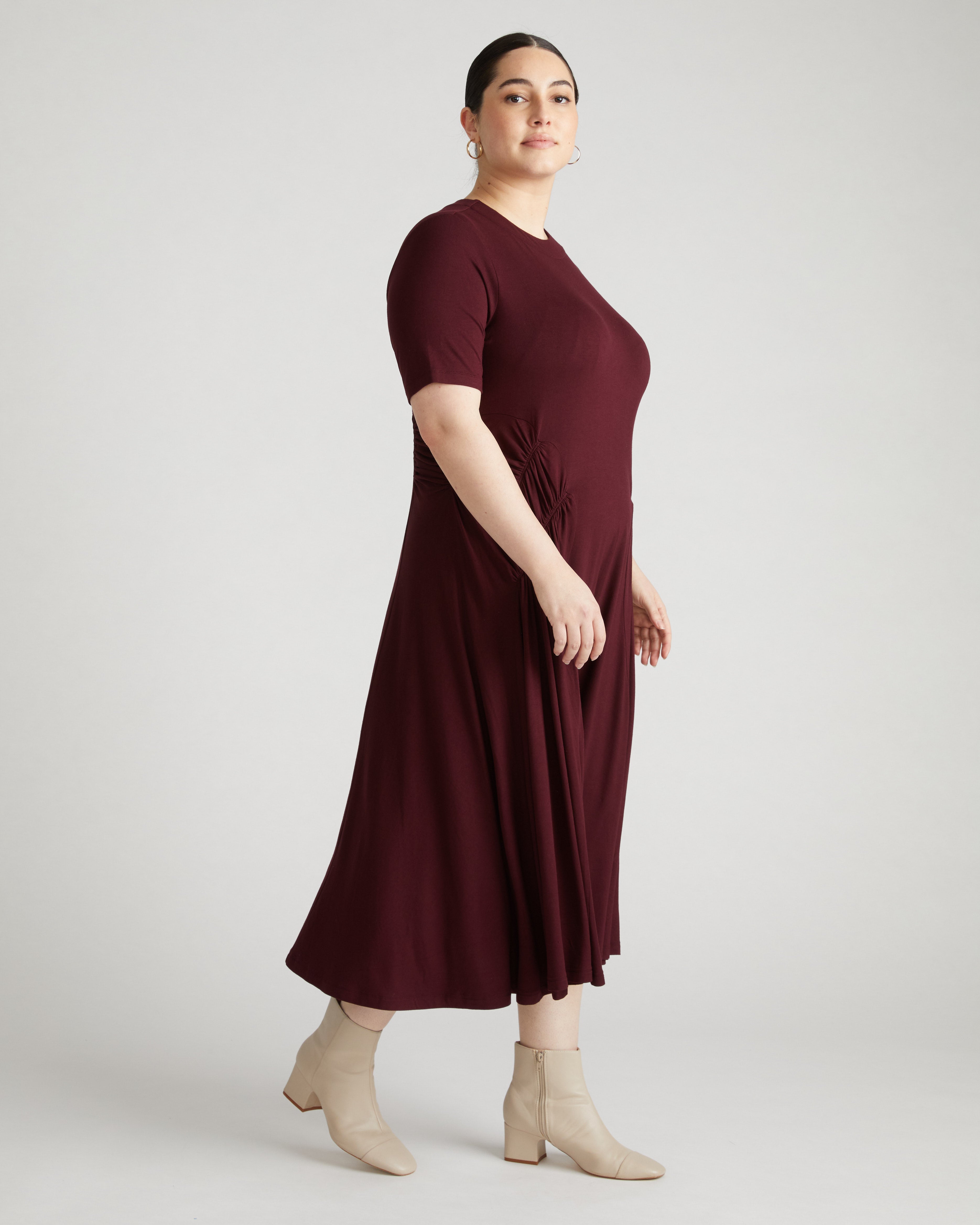 Devi Liquid Jersey Dress - Black Cherry