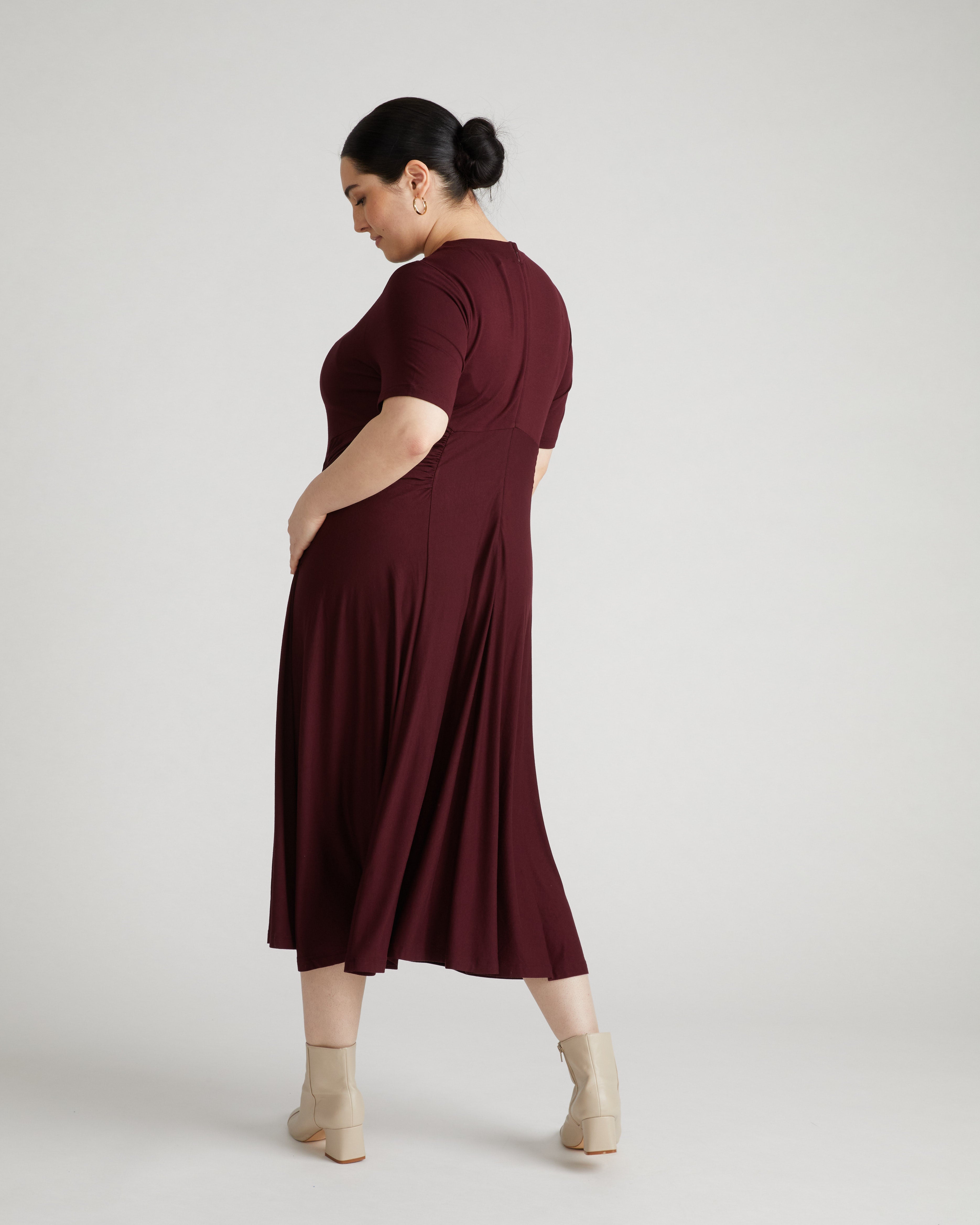 Devi Liquid Jersey Dress - Black Cherry
