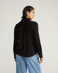 Elbe Popover Liquid Jersey Shirt Classic Fit - Black