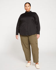 Elbe Popover Stretch Poplin Shirt Classic Fit - Black