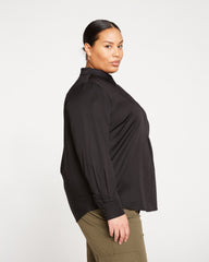 Elbe Popover Stretch Poplin Shirt Classic Fit - Black